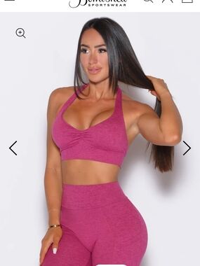 Women’s Halter Sports Bra in Magenta - Seamless Support Bomshells Sportwear